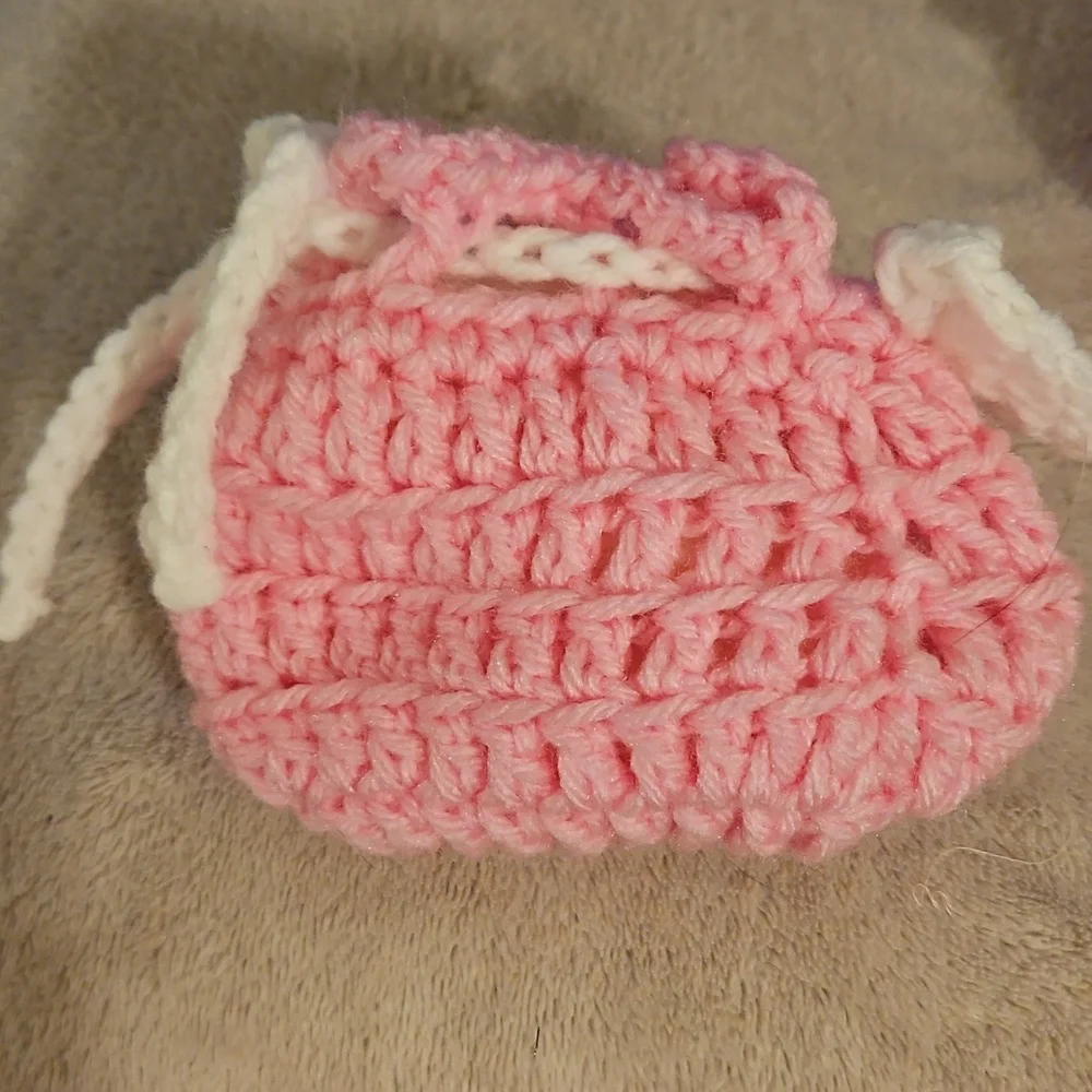 Hand Crafted Pink Crochet Baby Booties with Heart Design hand Knit Handmade 5